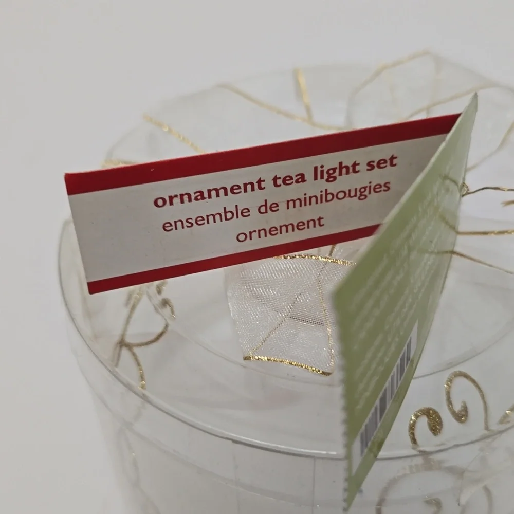 New Sealed Pier 1 Imports Ornament Tea Light Set  White Gold